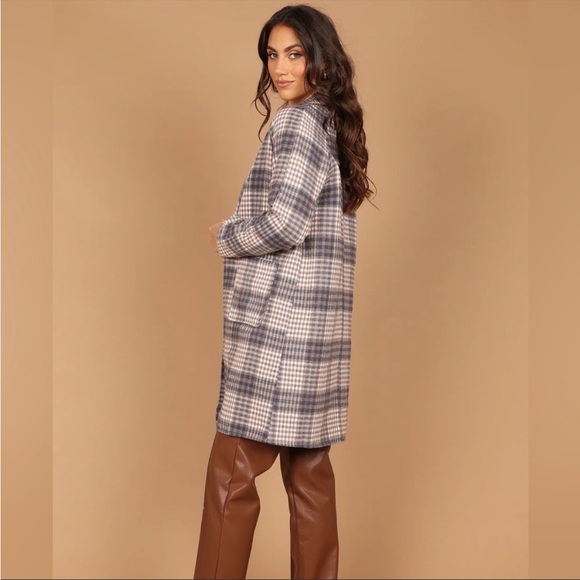 NWT Petal & Pup Plaid Long Midlength Coat Brown & Blue - Picture 4 of 11